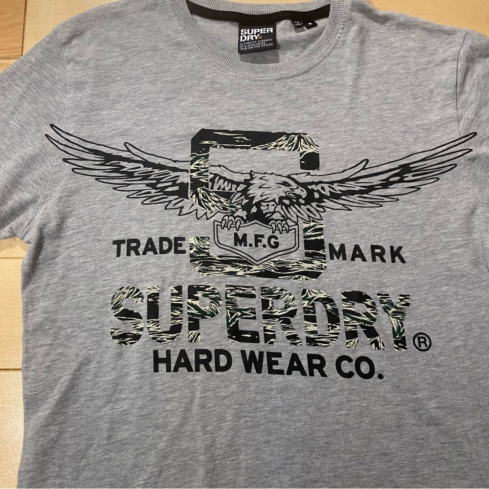 Superdry gray t-shirt with eagle graphic size medium